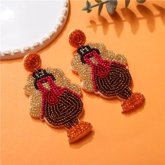 Handmade Thanksgiving Earrings - Pumpkin, Turkey, Maple Leaf - Picture 7 of 8